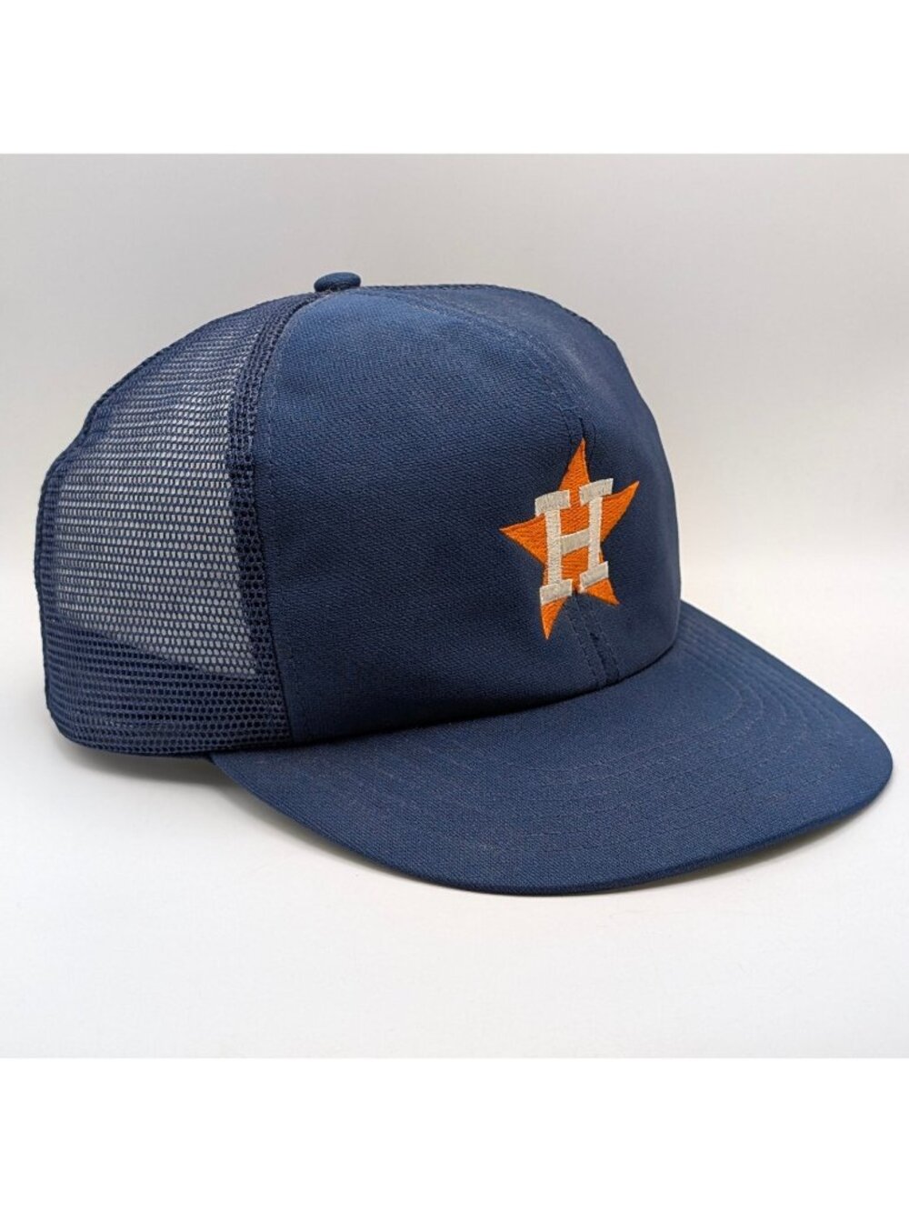 Houston Astros Hat Cap Snapback Blue Orange Star Trucker Mesh MLB 90s Vintage